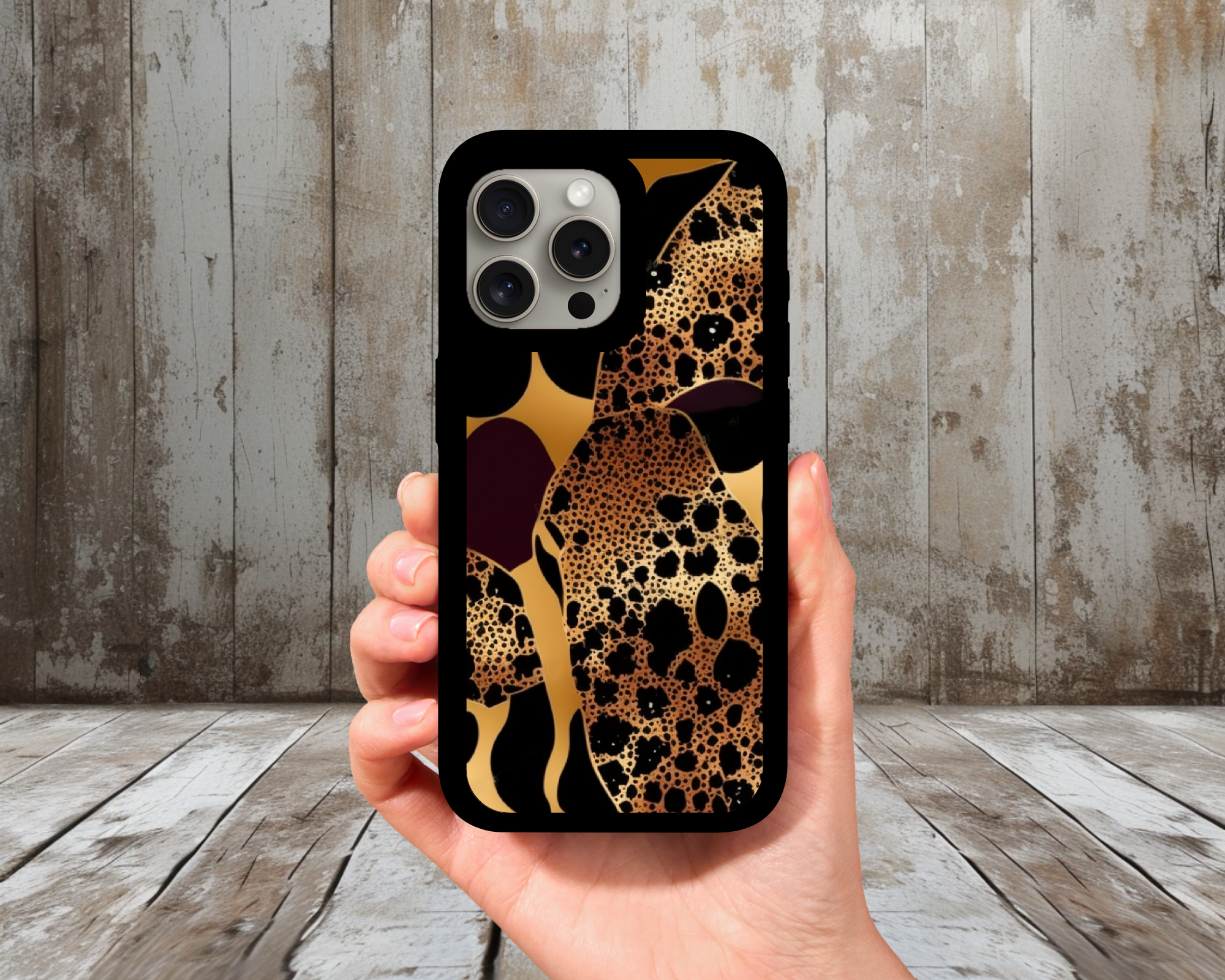 Abstract Leopard Shapes iPhone Case (Light Glitter Insert)