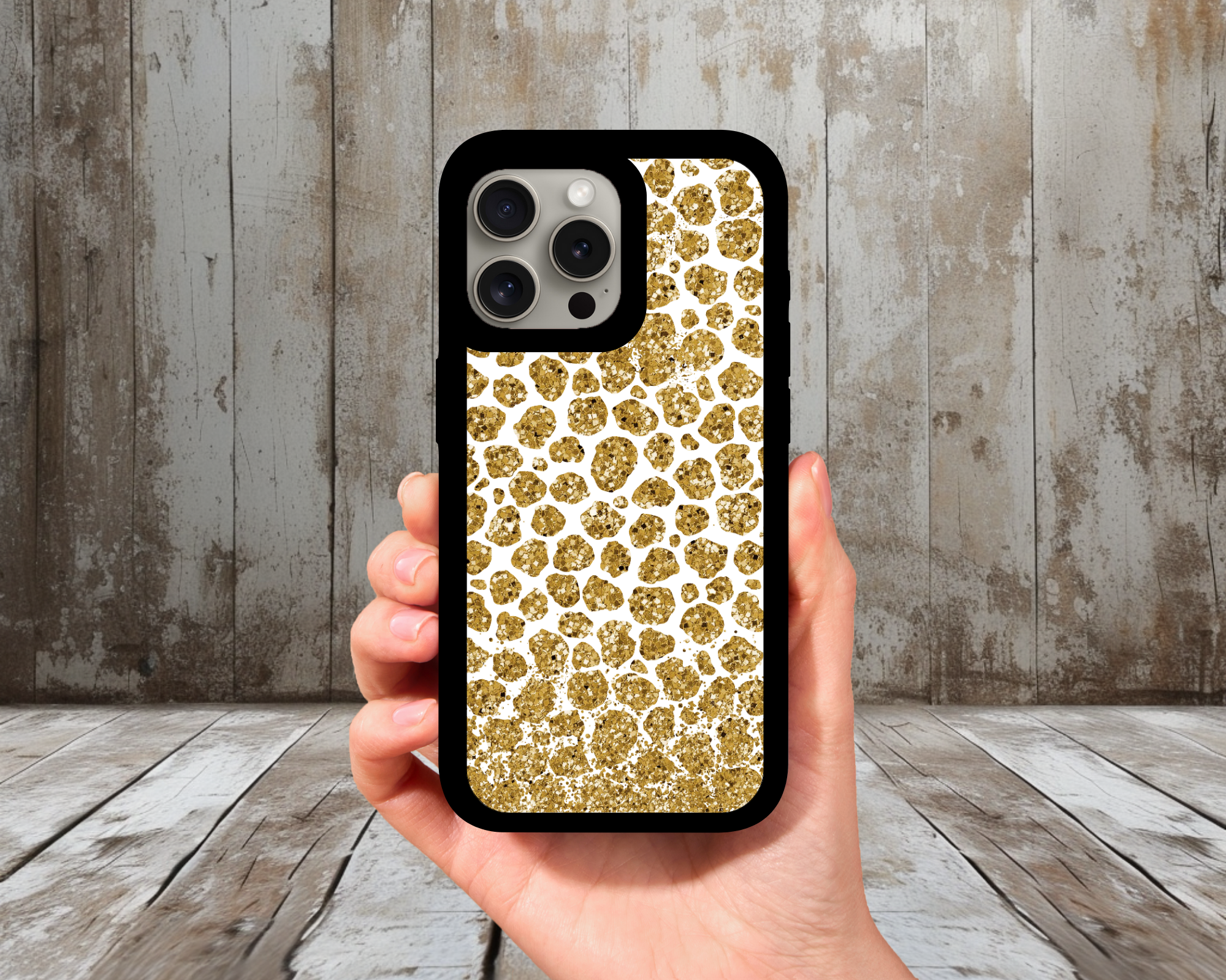 Gold Glitter Spots iPhone Case (Light Glitter Insert)