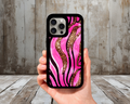Hot Pink Zebra + Gold Glam iPhone Case (Light Glitter Insert)