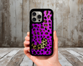 Purple Leopard Print iPhone Case (Light Glitter Insert)
