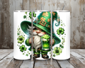 20 oz Green Beer Gnome St. Patrick’s Day Tumbler – Leprechaun Hat Shamrock Cup – Lid + Stainless Steel Straw