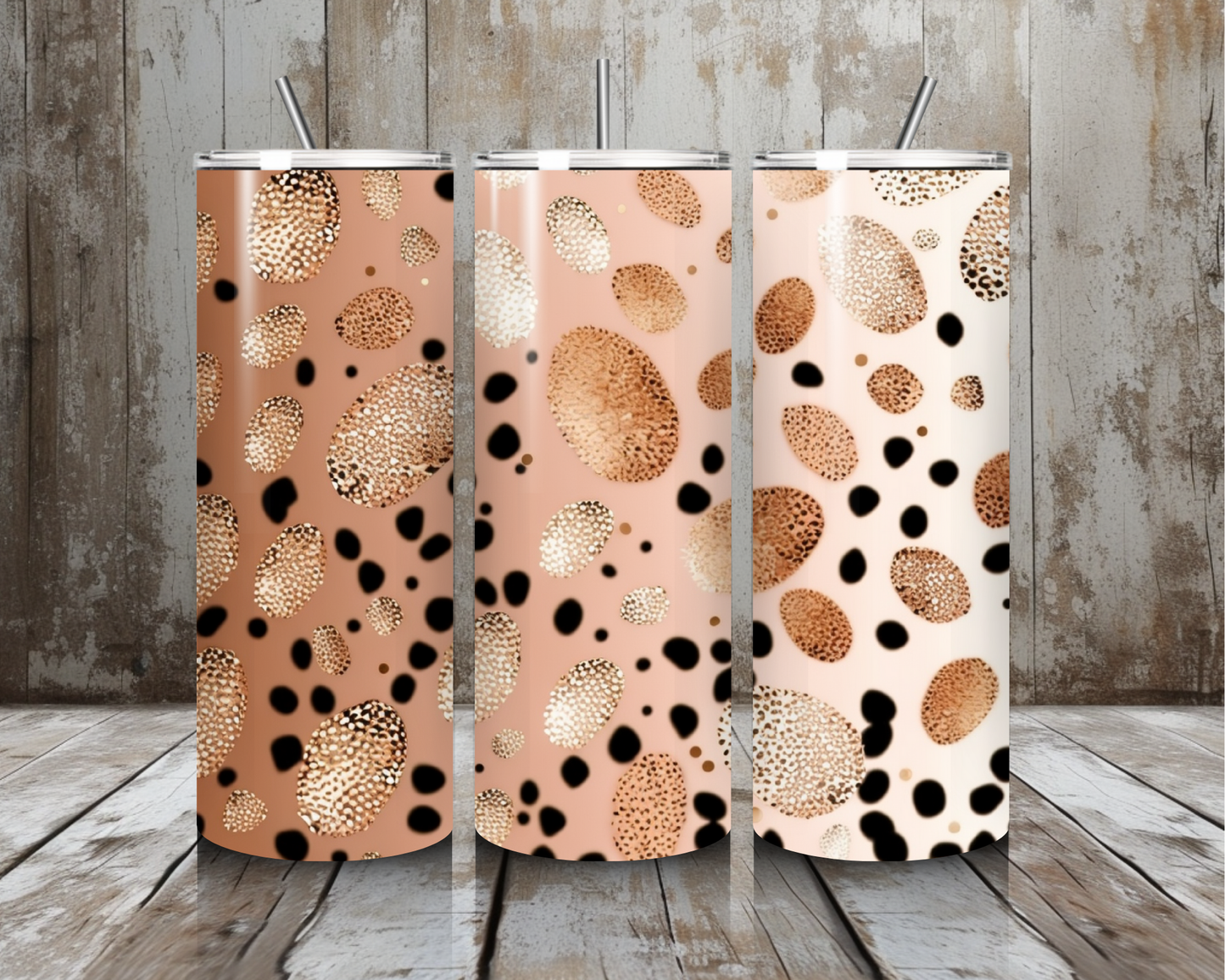 20 oz Rose Gold Glitter Cheetah Stainless Steel Tumbler – Glam Animal Print (Lid + Straw)