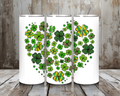20 oz Lucky Shamrock Heart St. Patrick’s Day Tumbler – Leopard + Green/Gold Stripes (Lid + Straw)