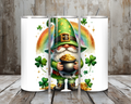 20 oz Lucky Leprechaun Gnome Tumbler – Rainbow & Pot of Gold St. Patrick’s Day Cup – Lid + Stainless Steel Straw