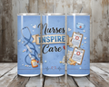 20 oz Nurses Inspire Care Stethoscope Stainless Steel Tumbler – Lid + Stainless Steel Straw
