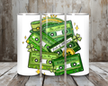 20 oz St. Patrick’s Day Mixtape Tumbler – Green Cassette Clover Retro Design (Lid + Straw)