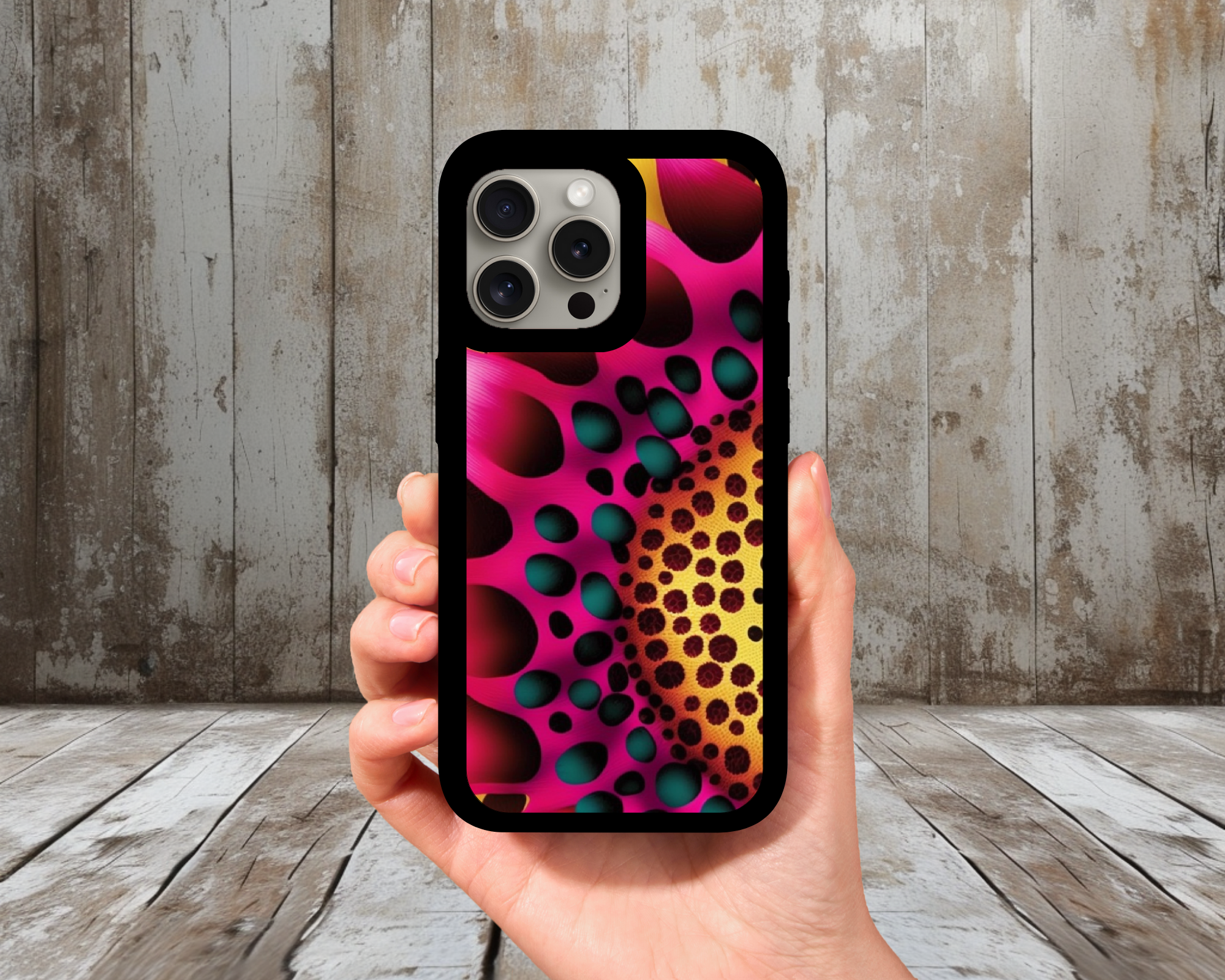 Neon Cheetah Burst iPhone Case (Light Glitter Insert)