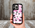 Pink + Black Hearts iPhone Case (Light Glitter Insert)