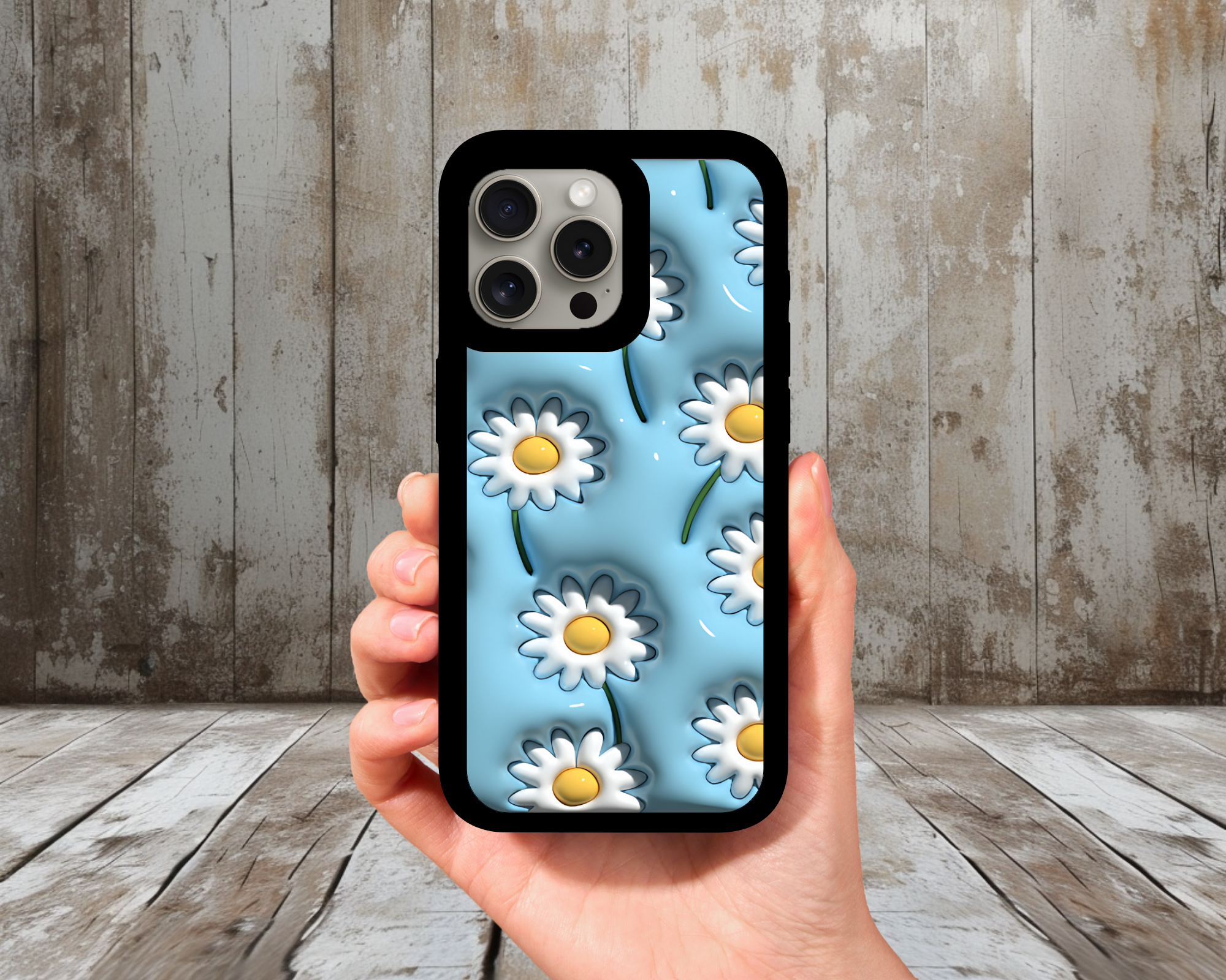 Blue Daisy Bloom iPhone Case (Light Glitter Insert)