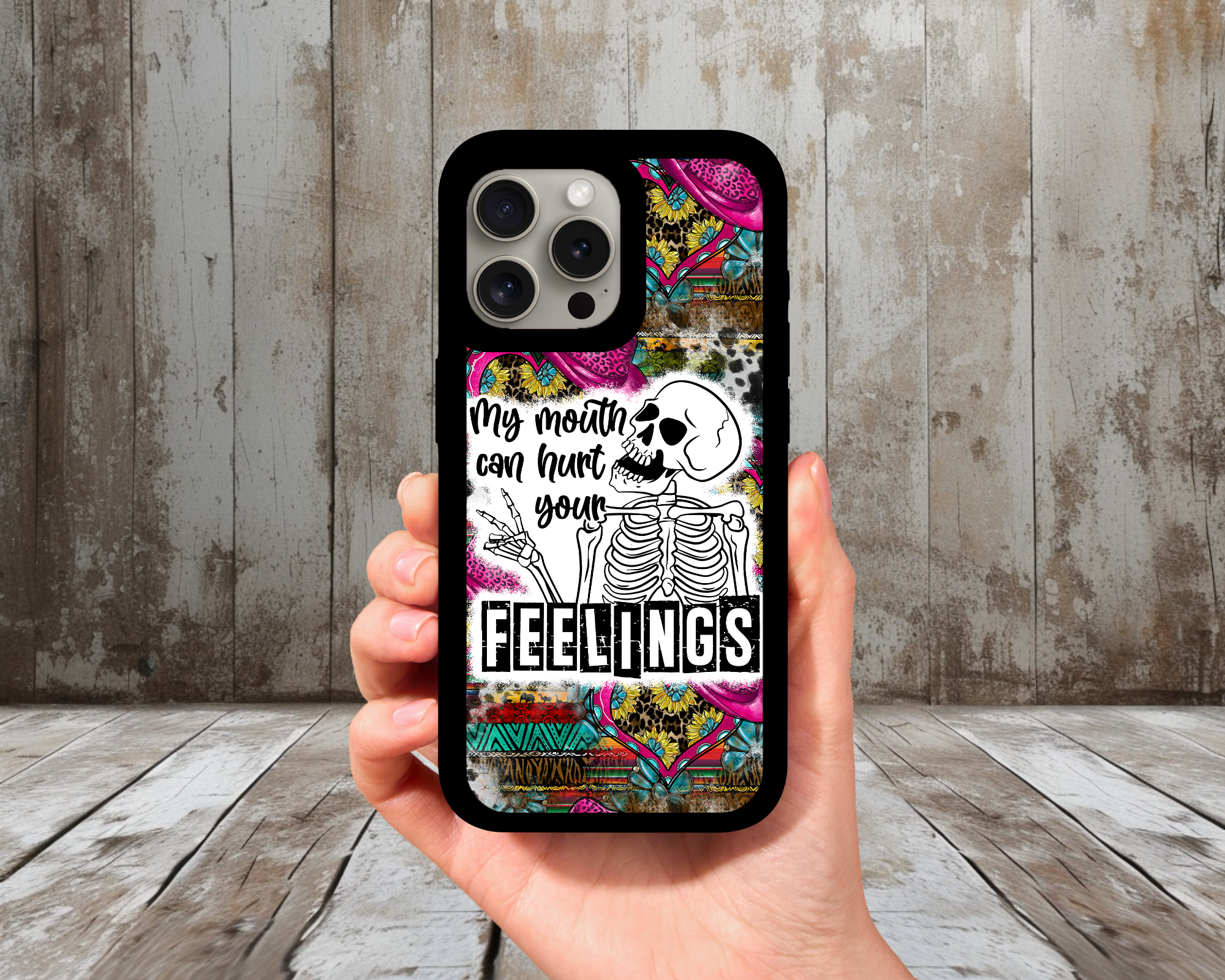 My Mouth Can Hurt Your Feelings Phone Case | Funny Skeleton Sarcastic Quote Case