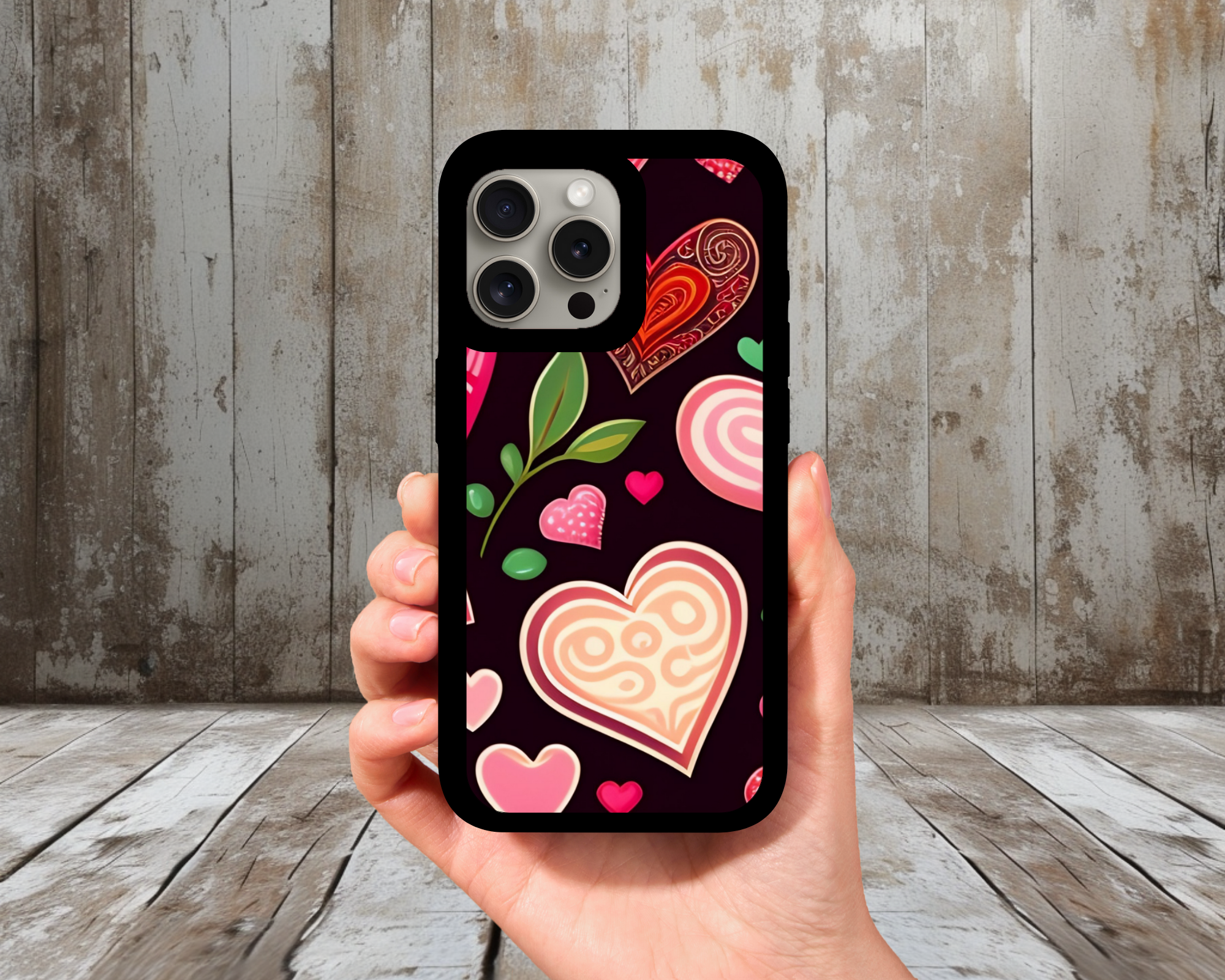 Candy Hearts iPhone Case (Light Glitter Insert)