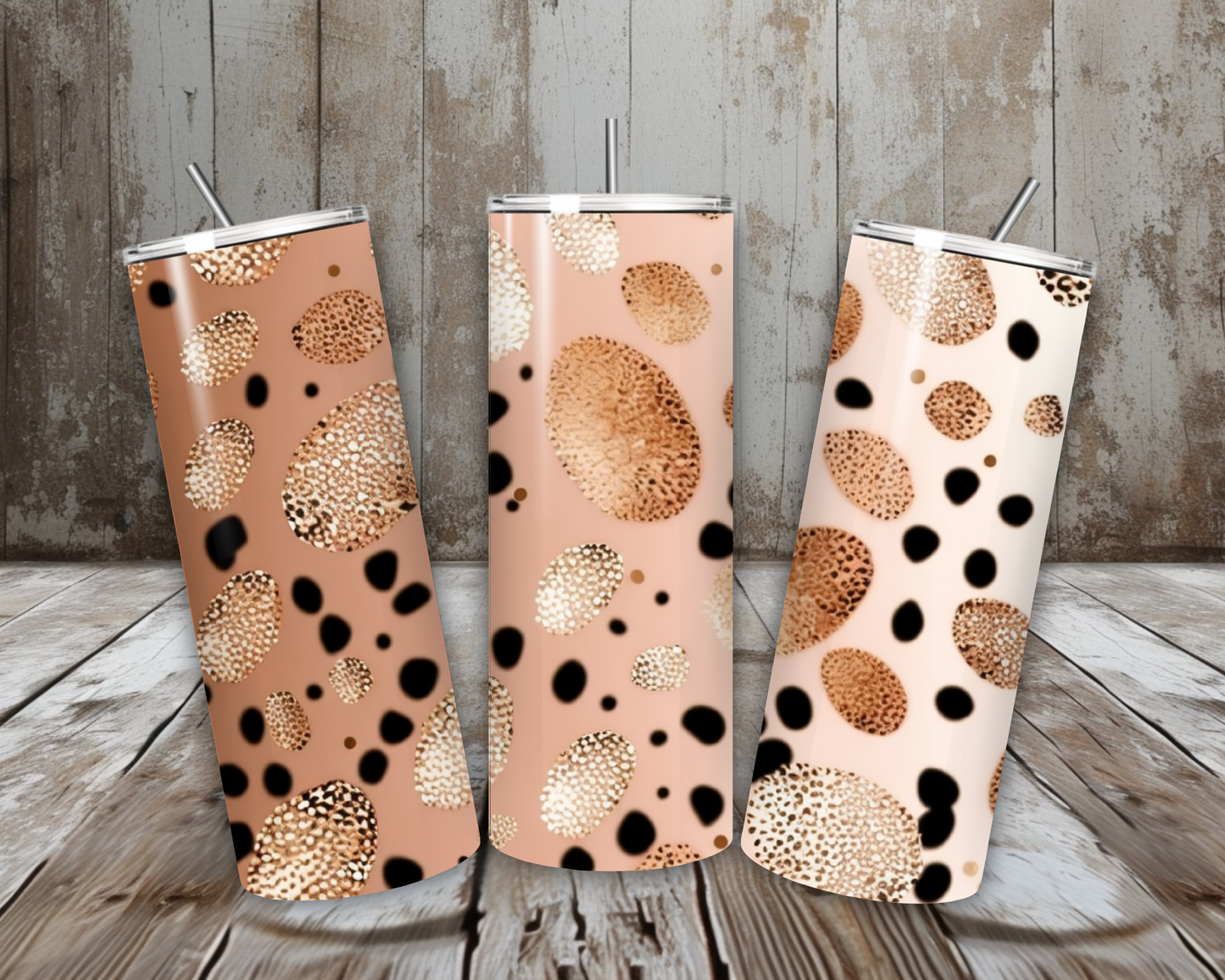 20 oz Rose Gold Glitter Cheetah Stainless Steel Tumbler – Glam Animal Print (Lid + Straw)