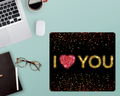 “I Love You” Glitter Mouse Pad (9.4” x 7.9”) – Sparkly Black & Gold Desk Accessory, Non-Slip + Spill-Resistant
