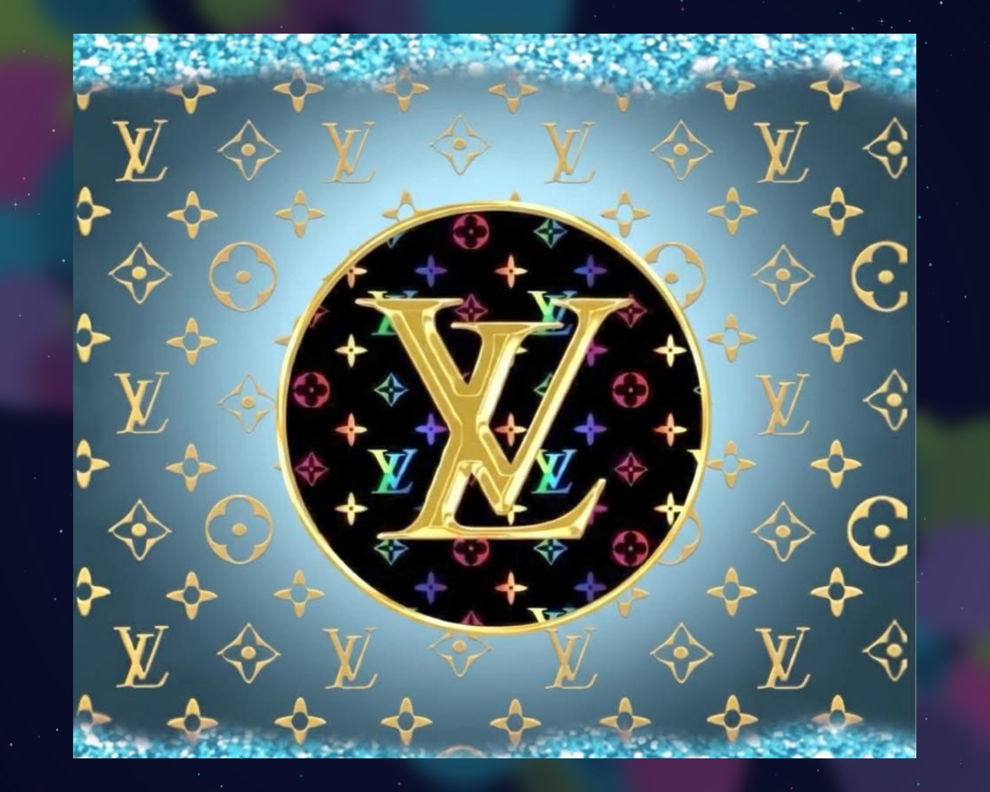 20 oz. Stainless Steel Tumbler Lt. Blue & Gold Glam (Physical Sublimation Print) - GLAM 005