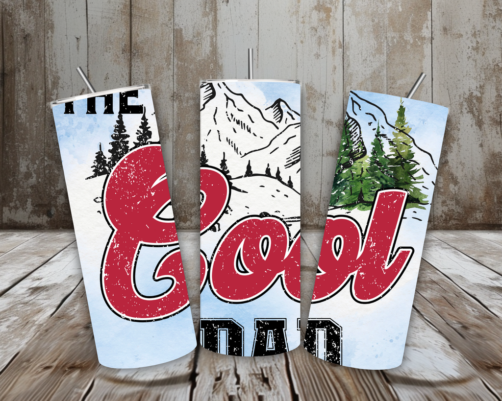 20 oz “The Cool Dad” Stainless Steel Tumbler – Mountain Outdoors Design (Lid + Straw)