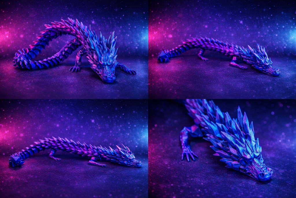 Articulated Diamond Dragon – 3D Printed Flexible Dragon Desk Decor