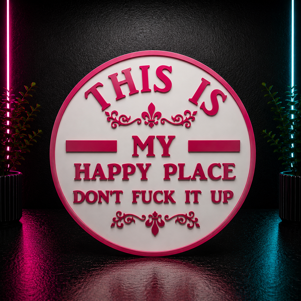 This Is My Happy Place Plaque | Funny Wall Sign for Home, Office & Craft Room